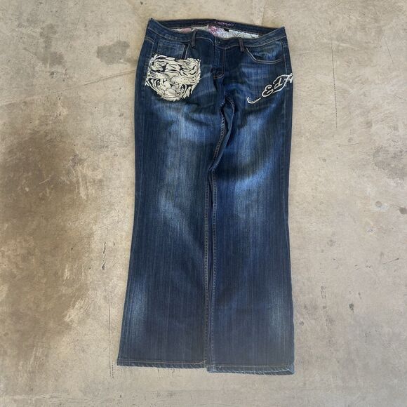 Ed Hardy Denim - Ed Hardy Jeans Women 18 Christian Audigier Boot Cut Tiger Rhinestone y2k